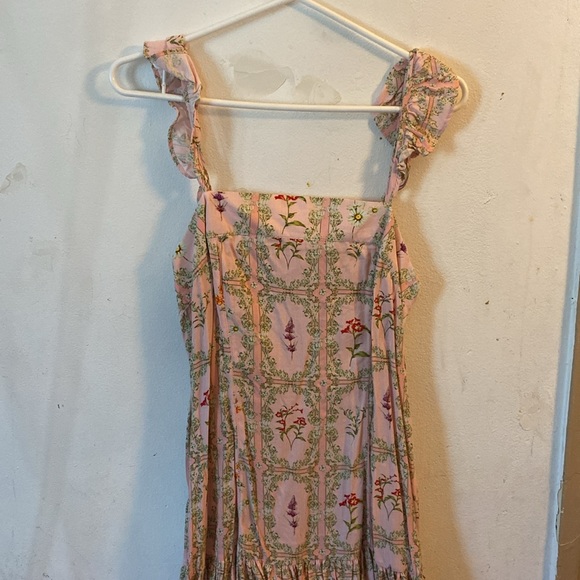 Agua Bendita Sundress Mini Dainty Floral Tile Pink with Flutter Strap - Picture 3 of 8